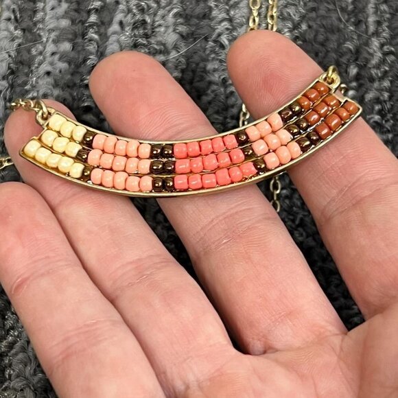 Ballet Two-Layer Gold Tone Necklace Spikes & Beaded Layers NWT $60 - Picture 4 of 7